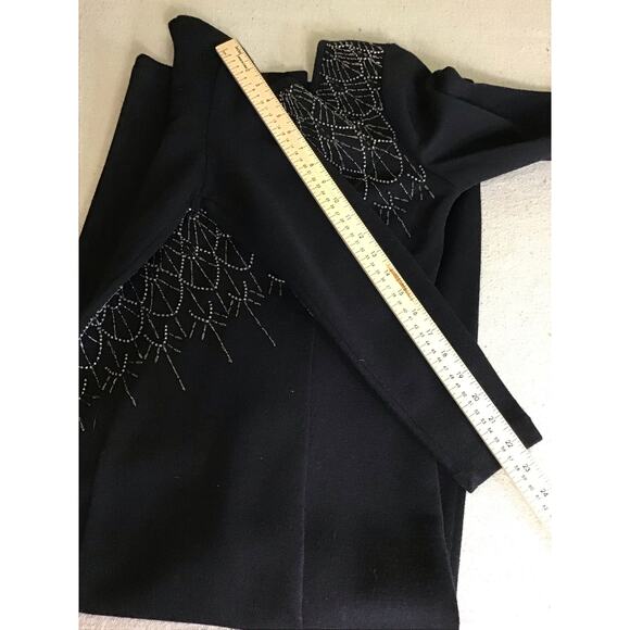 Kasper ASL x Nina Charles Knit long/SL Maxi Dress Sz. Sm Black Bejeweled Bodice - Picture 6 of 10